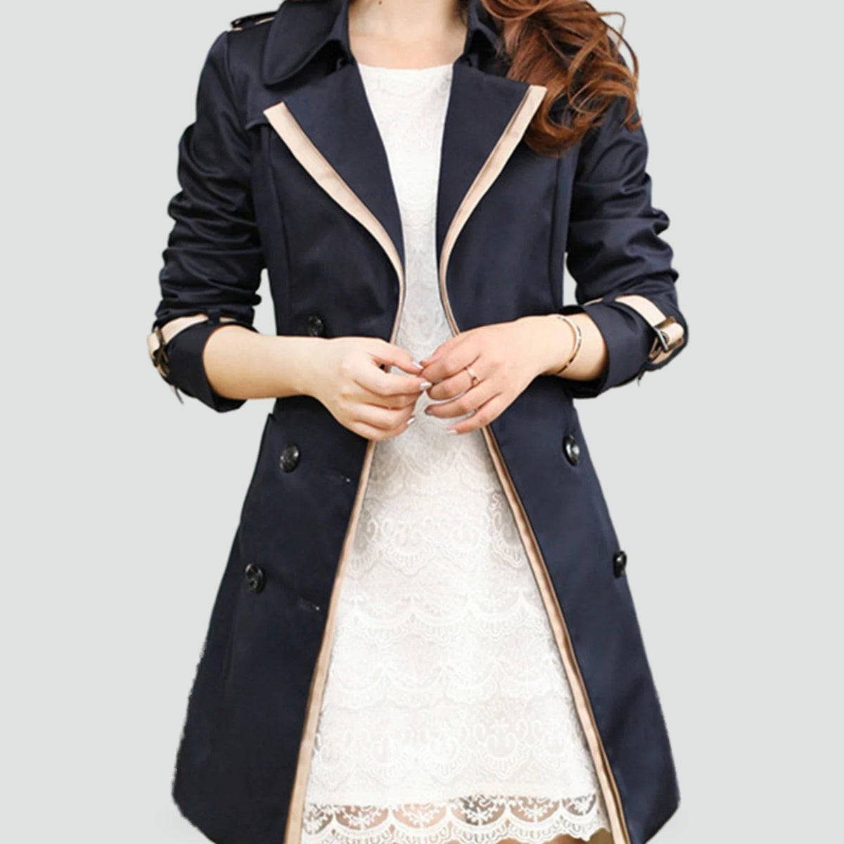 Lila | Trench Coupe-Vent Col à Revers