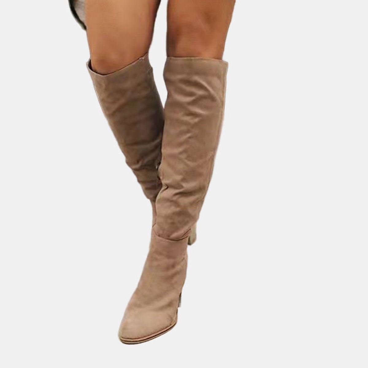 Léna | Bottes Hautes Talon Bloc Tige Plissée