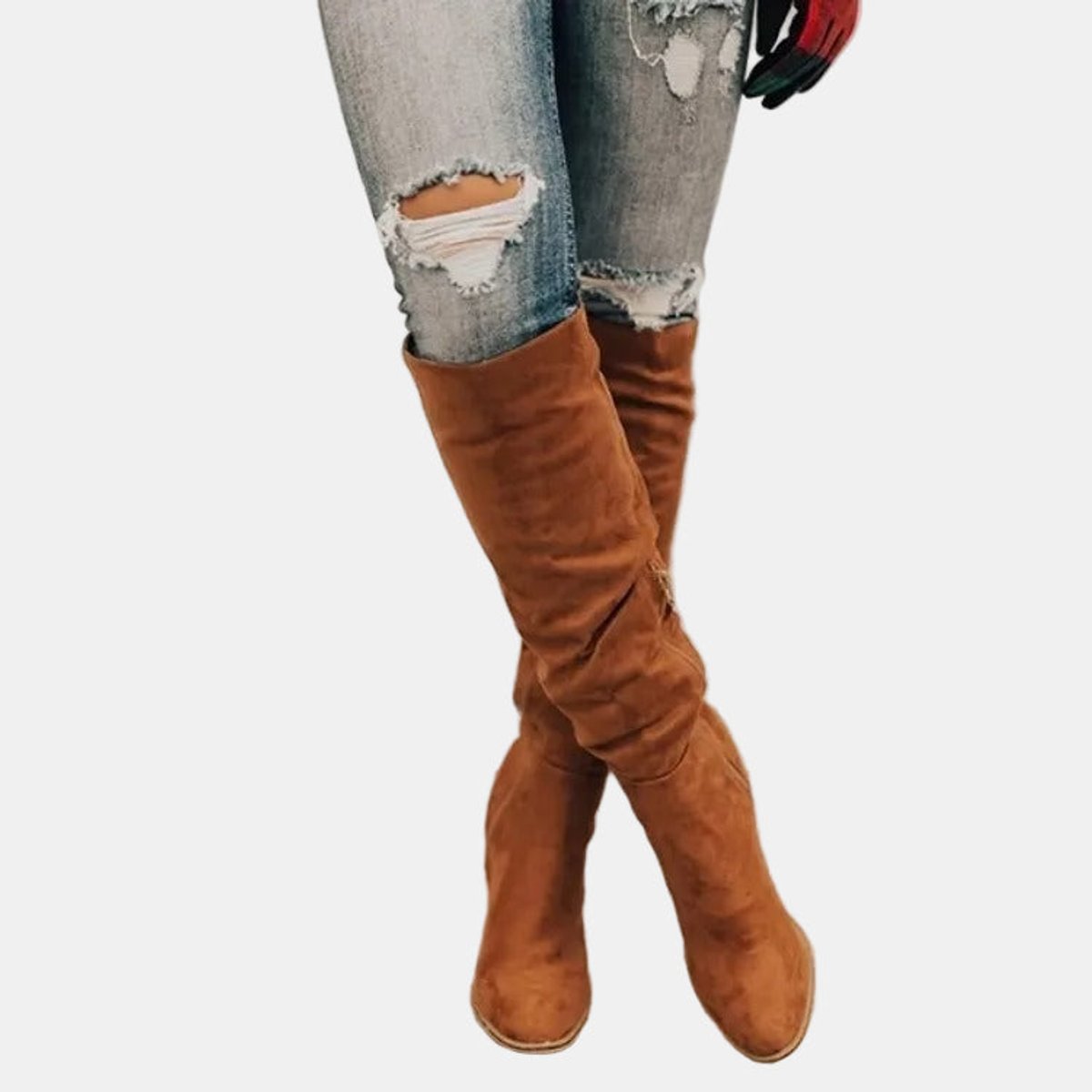 Léna | Bottes Hautes Talon Bloc Tige Plissée