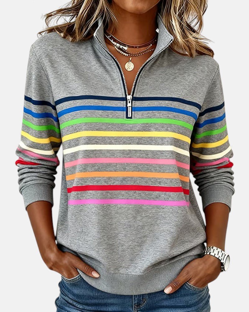 Nine | Sweat Demi-Zip Rayures Colorées