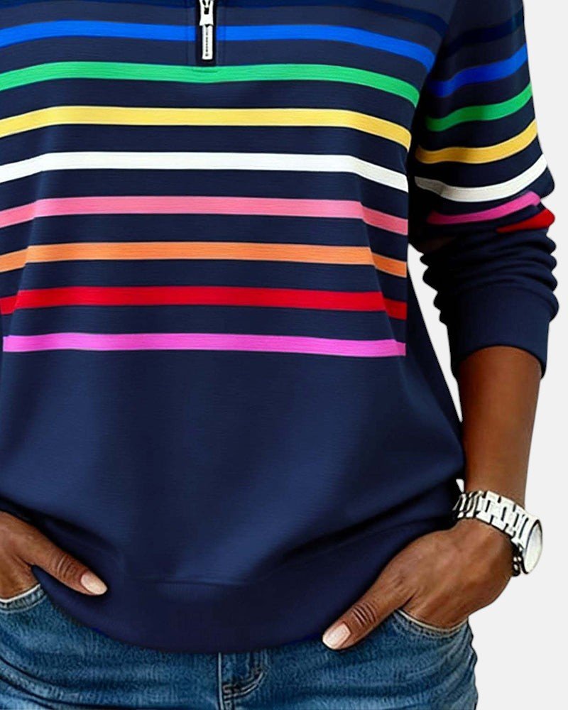 Nine | Sweat Demi-Zip Rayures Colorées