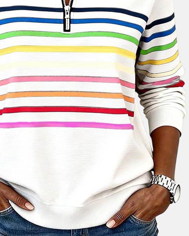 Nine | Sweat Demi-Zip Rayures Colorées
