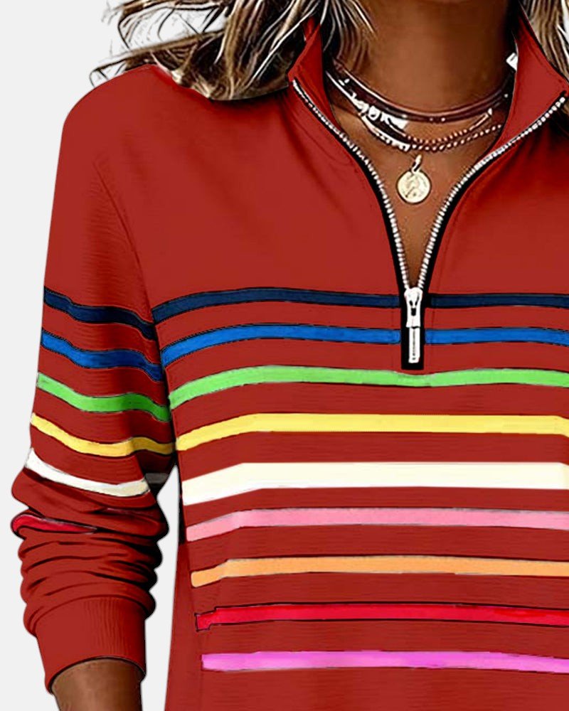 Nine | Sweat Demi-Zip Rayures Colorées