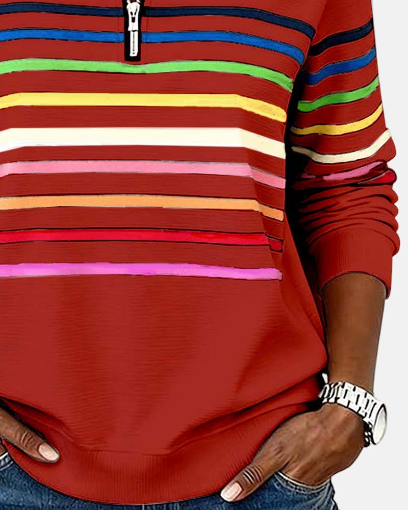 Nine | Sweat Demi-Zip Rayures Colorées