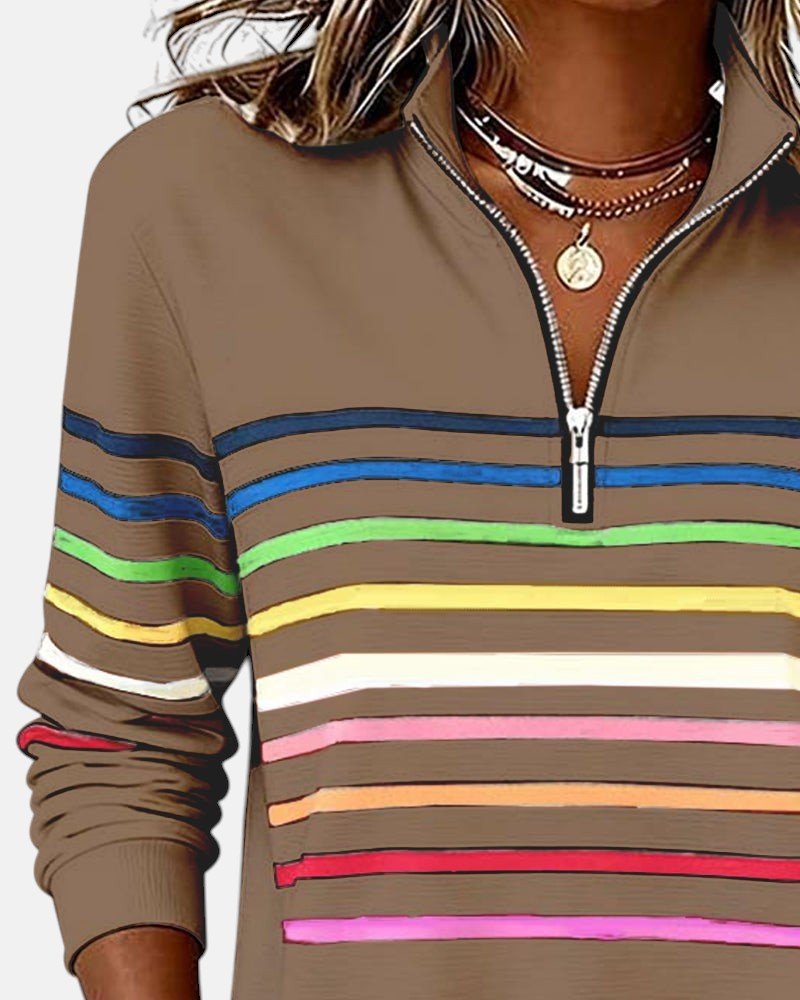 Nine | Sweat Demi-Zip Rayures Colorées