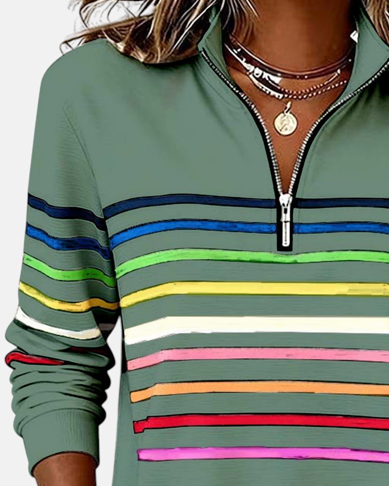 Nine | Sweat Demi-Zip Rayures Colorées
