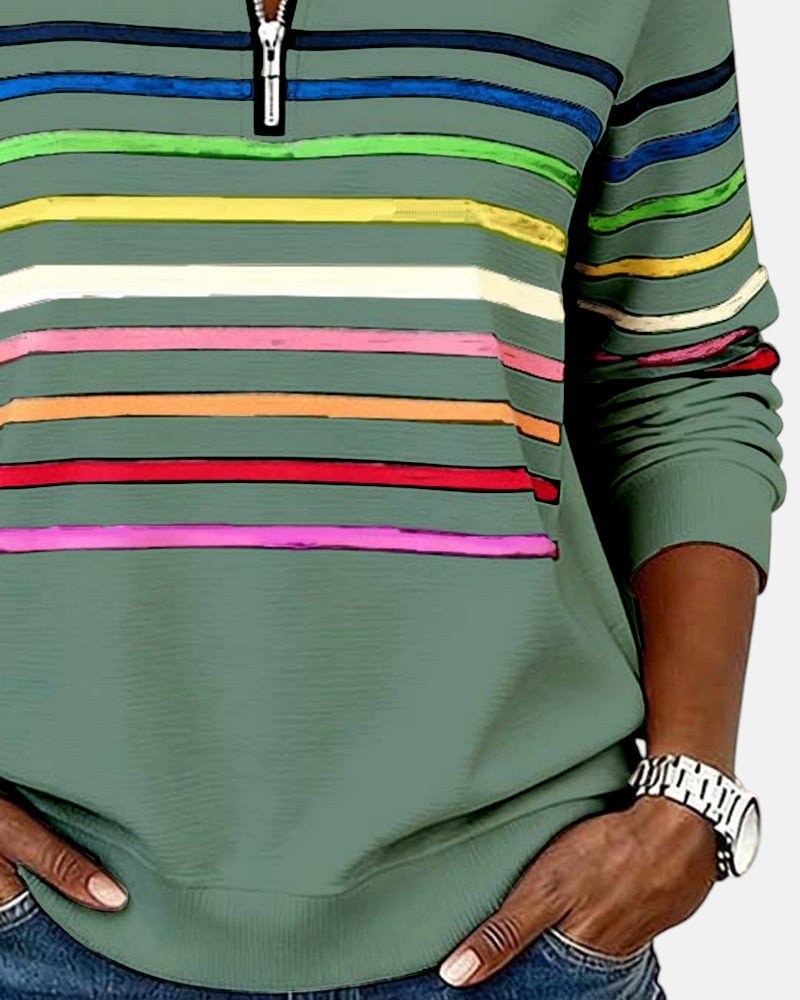 Nine | Sweat Demi-Zip Rayures Colorées