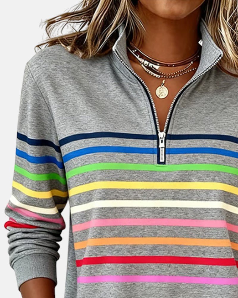 Nine | Sweat Demi-Zip Rayures Colorées