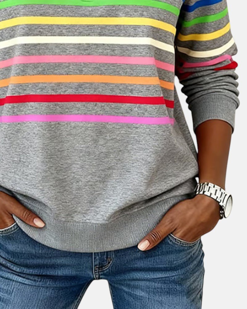 Nine | Sweat Demi-Zip Rayures Colorées