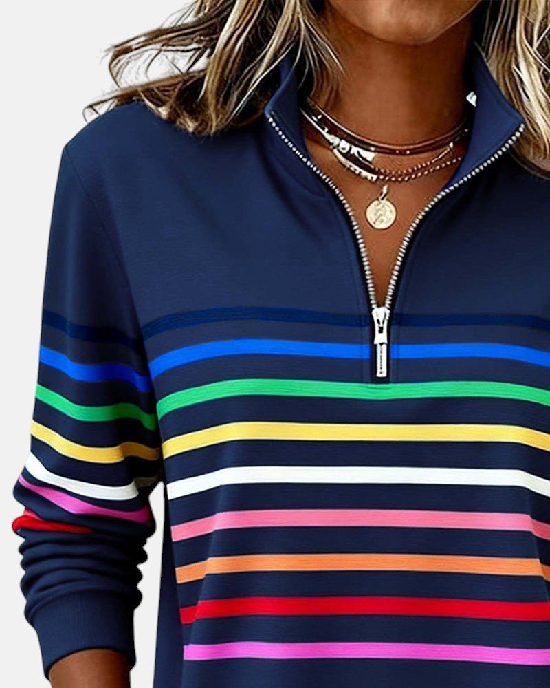 Nine | Sweat Demi-Zip Rayures Colorées