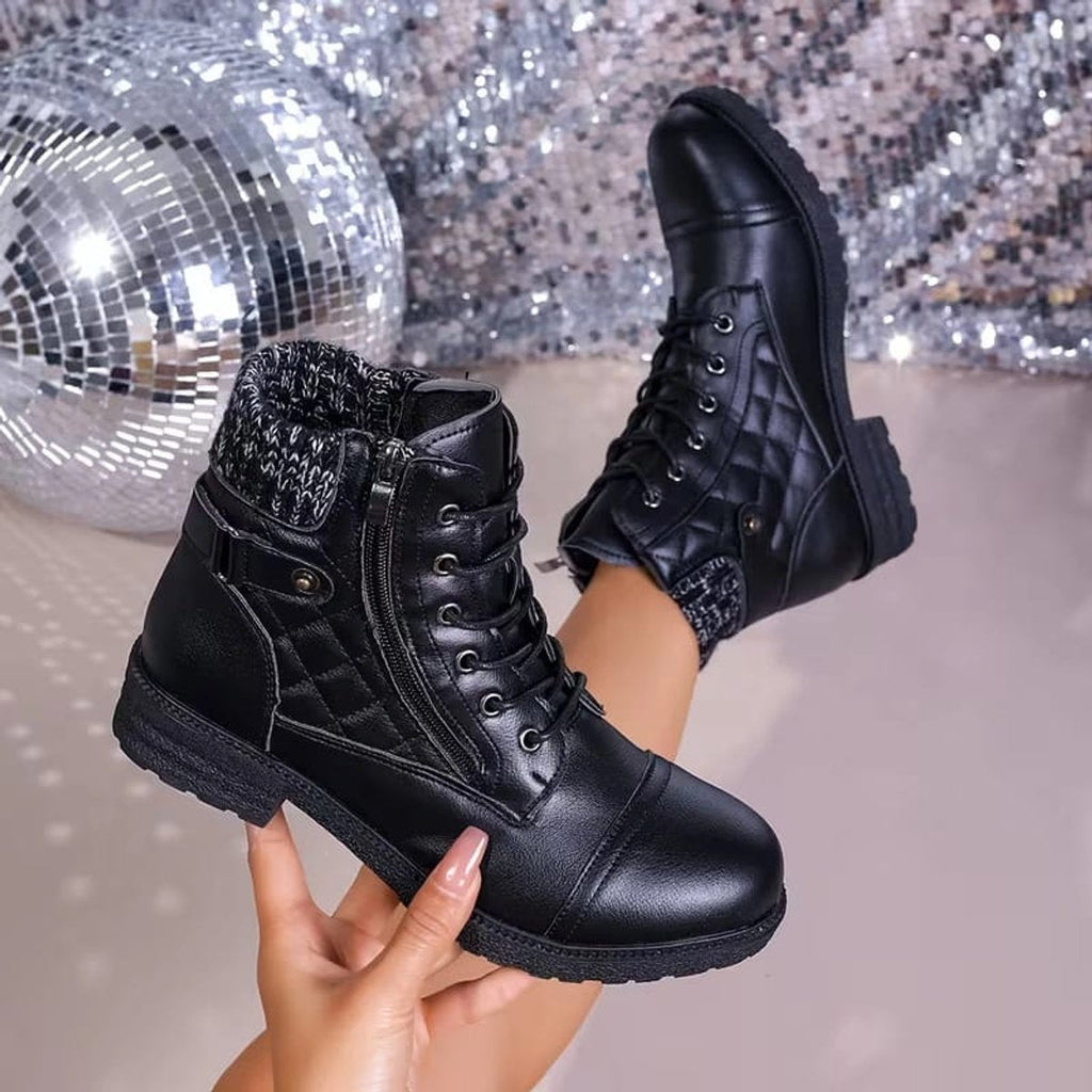 Isoline | Bottines Matelassées Lacets et Zip