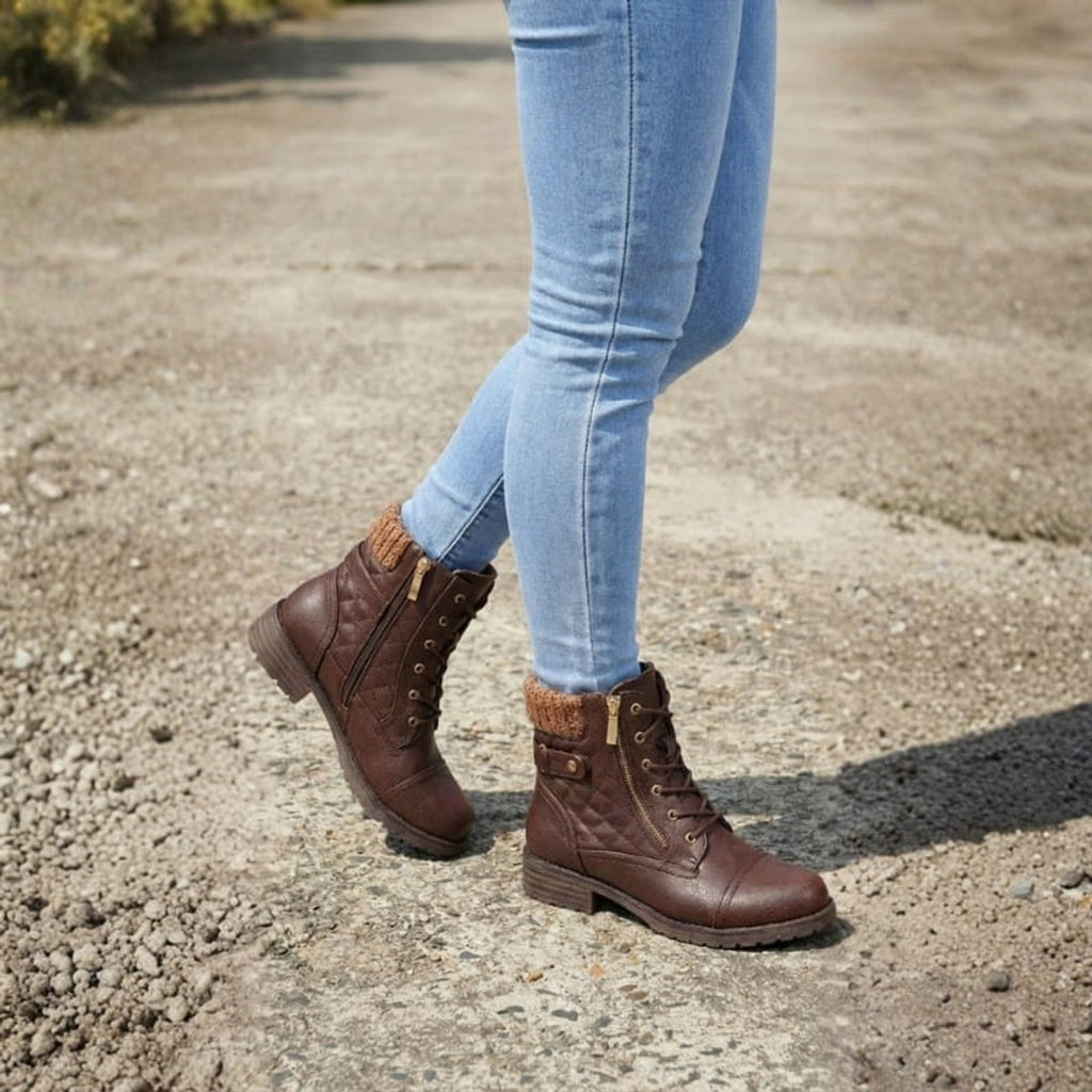 Isoline | Bottines Matelassées Lacets et Zip