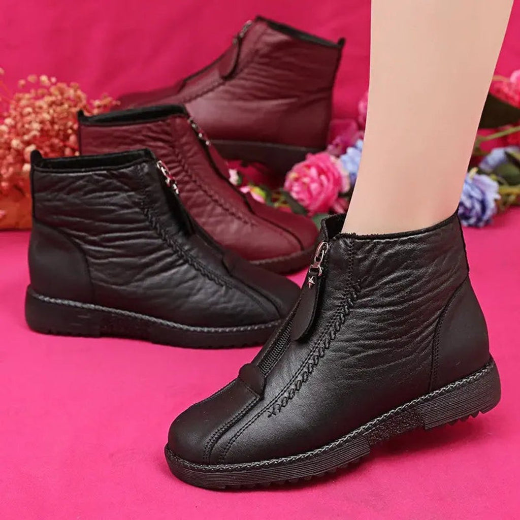 Jehanne | Bottines Zip Frontal Détails Texturés