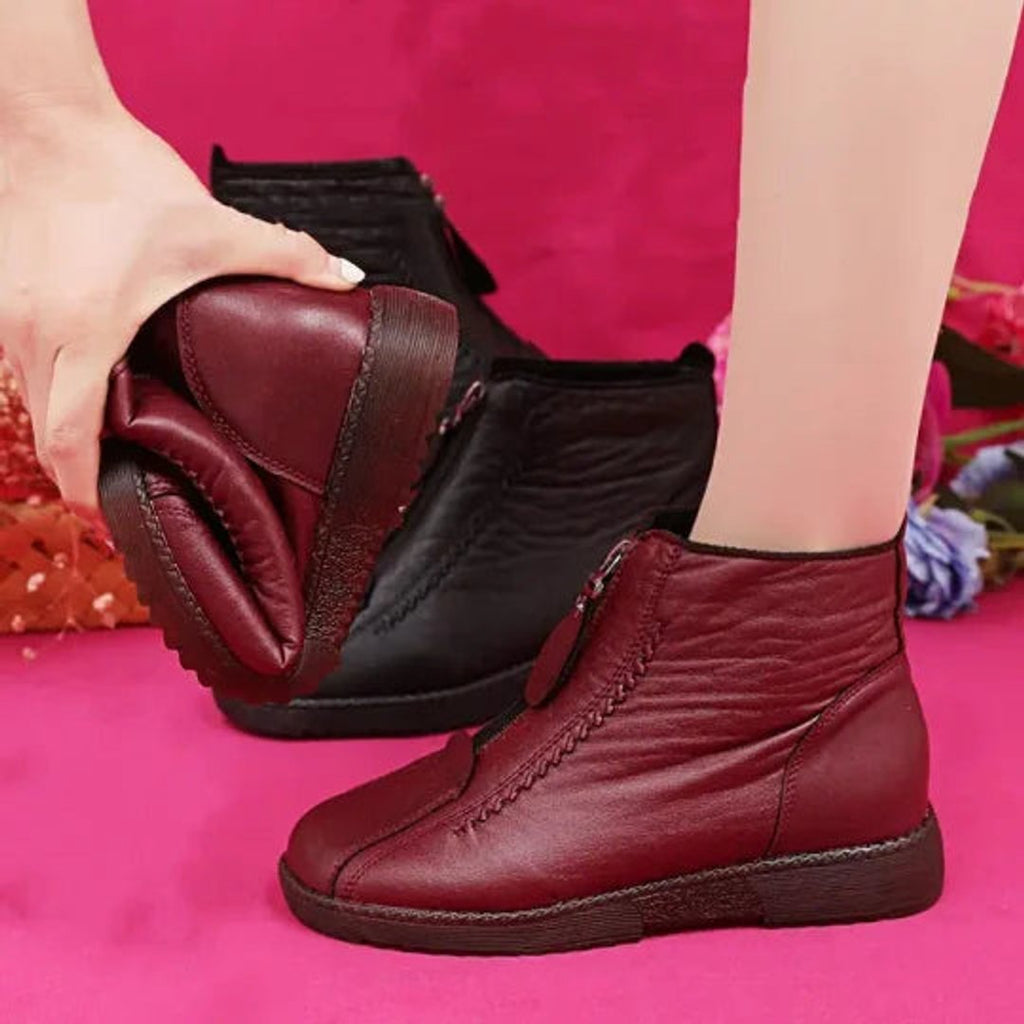 Jehanne | Bottines Zip Frontal Détails Texturés