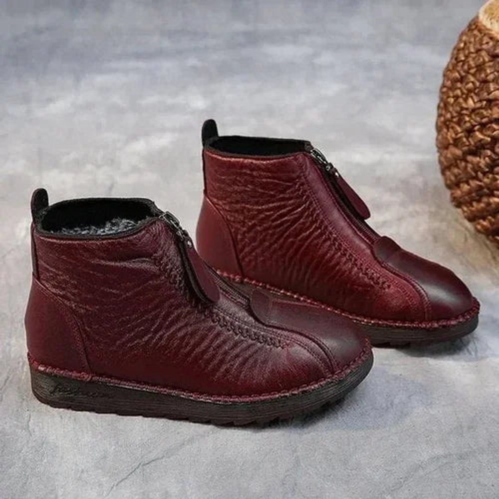 Jehanne | Bottines Zip Frontal Détails Texturés