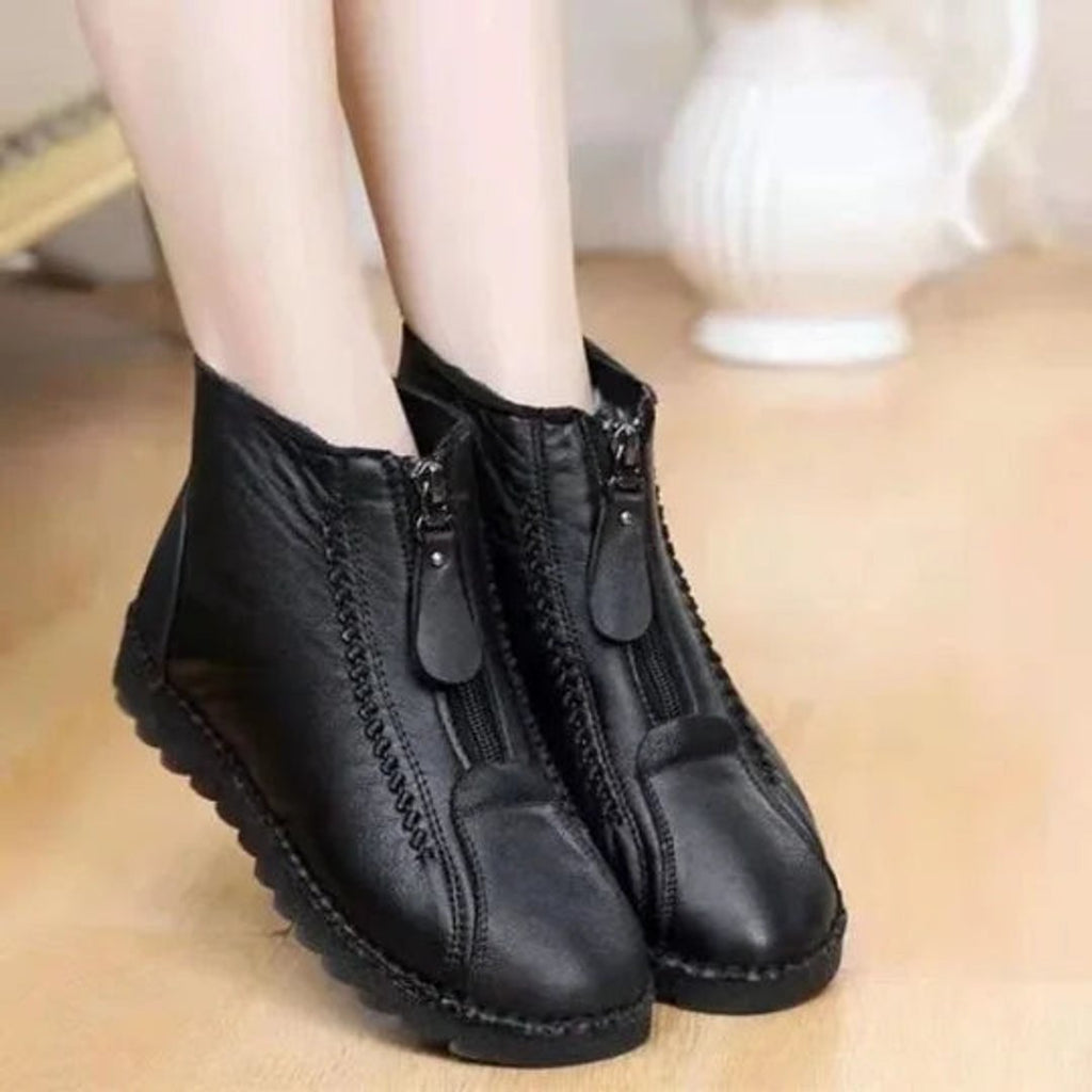 Jehanne | Bottines Zip Frontal Détails Texturés