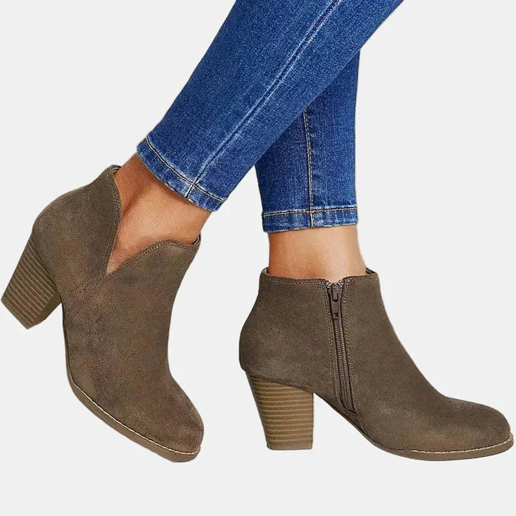 Clémentine | Bottines Talon Bloc Zip Latéral