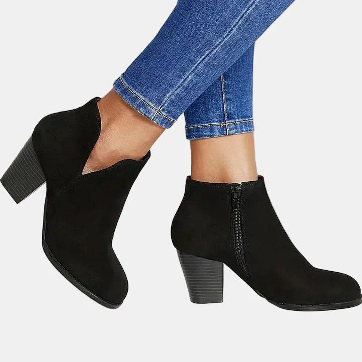 Clémentine | Bottines Talon Bloc Zip Latéral
